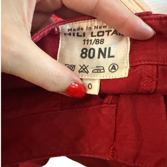 NEW Nili Lotan XS Slouchy LINEN Luna Pant Drop Crotch Crop Cotton Sunkissed Red - Picture 4 of 6